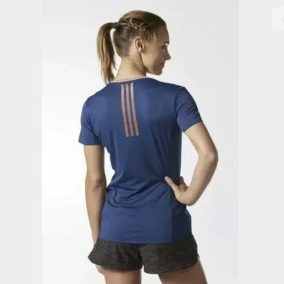 ADIDAS Climalite Boston Marathon S/S Tee NWT Blue - Picture 3 of 5